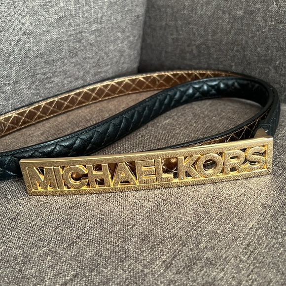 Michael Kors Black Quilted Leather Plaque Belt main image 6